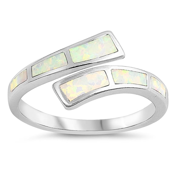 CHOOSE YOUR COLOR White Simulated Opal Open Knuckle Midi Ring Sterling Silver Twisted Band CZ Female Size 9