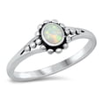 thumbnail image 1 of CHOOSE YOUR COLOR White Simulated Opal Oval Ring .925 Sterling Silver CZ Jewelry Female Size 6, 1 of 4