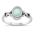 thumbnail image 1 of CHOOSE YOUR COLOR White Simulated Opal Oxidized Infinity Celtic Knot 925 Sterling Silver Ring CZ Female Size 10, 1 of 4
