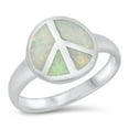 thumbnail image 1 of CHOOSE YOUR COLOR White Simulated Opal Peace Ring .925 Sterling Silver Band CZ Female Size 6, 1 of 4