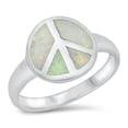 thumbnail image 1 of CHOOSE YOUR COLOR White Simulated Opal Peace Ring .925 Sterling Silver Band CZ Female Size 7, 1 of 4