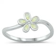 thumbnail image 1 of CHOOSE YOUR COLOR White Simulated Opal Plumeria Flower Ring .925 Sterling Silver CZ Female Size 5, 1 of 4