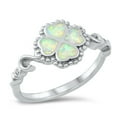 thumbnail image 1 of CHOOSE YOUR COLOR White Simulated Opal Promise Heart Love Ring .925 Sterling Silver Band CZ Female Size 6, 1 of 4