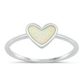 thumbnail image 1 of CHOOSE YOUR COLOR White Simulated Opal Promise Heart Ring .925 Chic Sterling Silver Band CZ Female Size 5, 1 of 4