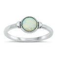 thumbnail image 1 of CHOOSE YOUR COLOR White Simulated Opal Promise Ring 925 Sterling Silver Bali Band CZ Female Size 6, 1 of 4