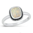 thumbnail image 1 of CHOOSE YOUR COLOR White Simulated Opal Promise Ring .925 Sterling Silver Band CZ Female Size 4, 1 of 4