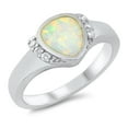 thumbnail image 1 of CHOOSE YOUR COLOR White Simulated Opal Promise Ring .925 Sterling Silver Band CZ Female Size 6, 1 of 4