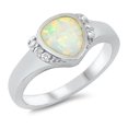 thumbnail image 1 of CHOOSE YOUR COLOR White Simulated Opal Promise Ring .925 Sterling Silver Band CZ Female Size 7, 1 of 4