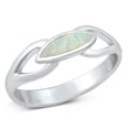 thumbnail image 1 of CHOOSE YOUR COLOR White Simulated Opal Promise Ring .925 Sterling Silver Band CZ Female Size 9, 1 of 4