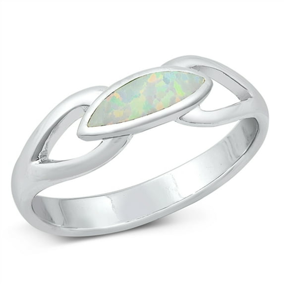 CHOOSE YOUR COLOR White Simulated Opal Promise Ring .925 Sterling Silver Band CZ Female Size 9