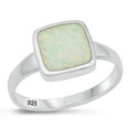 thumbnail image 1 of CHOOSE YOUR COLOR White Simulated Opal Promise Ring .925 Sterling Silver Cocktail Band CZ Female Size 5, 1 of 4