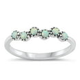 thumbnail image 1 of CHOOSE YOUR COLOR White Simulated Opal Ring .925 Sterling Silver Bali Band CZ Female Size 6, 1 of 4
