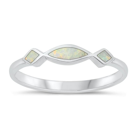 CHOOSE YOUR COLOR White Simulated Opal Ring .925 Sterling Silver Band CZ Jewelry Female Size 9