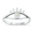 thumbnail image 1 of CHOOSE YOUR COLOR White Simulated Opal Ring .925 Sterling Silver Eye Love Band CZ Female Size 5, 1 of 4
