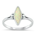 thumbnail image 1 of CHOOSE YOUR COLOR White Simulated Opal Ring .925 Sterling Silver Marquise Band CZ Female Size 10, 1 of 4