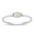 thumbnail image 1 of CHOOSE YOUR COLOR White Simulated Opal Ring .925 Sterling Silver Minimalist Band CZ Female Size 10, 1 of 4