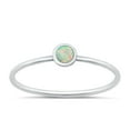 thumbnail image 1 of CHOOSE YOUR COLOR White Simulated Opal Ring .925 Sterling Silver Minimalist Band CZ Female Size 2, 1 of 4