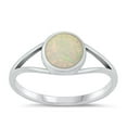 thumbnail image 1 of CHOOSE YOUR COLOR White Simulated Opal Ring .925 Sterling Silver Round Band CZ Female Size 4, 1 of 4