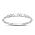 thumbnail image 1 of CHOOSE YOUR COLOR White Simulated Opal Ring .925 Sterling Silver Stacking Band CZ Female Size 7, 1 of 4