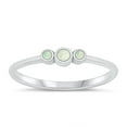 thumbnail image 1 of CHOOSE YOUR COLOR White Simulated Opal Ring .925 Sterling Silver Trinity Band CZ Female Size 9, 1 of 4