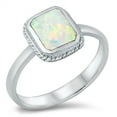 thumbnail image 1 of CHOOSE YOUR COLOR White Simulated Opal Rope Ring .925 Sterling Silver Band CZ Female Size 5, 1 of 4