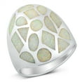 thumbnail image 1 of CHOOSE YOUR COLOR White Simulated Opal Shapes Ring .925 Sterling Silver Band CZ Female Size 7, 1 of 4
