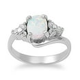 thumbnail image 1 of CHOOSE YOUR COLOR White Simulated Opal Solitaire Elegant Ring Sterling Silver Band CZ Female Size 10, 1 of 4