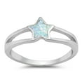 thumbnail image 1 of CHOOSE YOUR COLOR White Simulated Opal Solitaire Star Ring .925 Sterling Silver Band CZ Female Size 10, 1 of 4