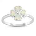 thumbnail image 1 of CHOOSE YOUR COLOR White Simulated Opal St. Patrick's Day Clover Ring 925 Sterling Silver Band CZ Female Size 10, 1 of 4