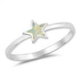 thumbnail image 1 of CHOOSE YOUR COLOR White Simulated Opal Star Inlay Dainty Ring Sterling Silver Band CZ Female Size 8, 1 of 4