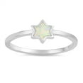 thumbnail image 1 of CHOOSE YOUR COLOR White Simulated Opal Star of David Dainty Ring Sterling Silver Band CZ Female Size 10, 1 of 4