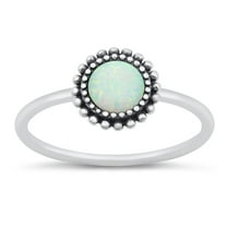CHOOSE YOUR COLOR White Simulated Opal Sun Flower Ring .925 Sterling Silver Band CZ Female Size 10