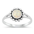thumbnail image 1 of CHOOSE YOUR COLOR White Simulated Opal Sunburst Ring .925 Sterling Silver Band CZ Female Size 5, 1 of 4