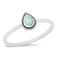 thumbnail image 1 of CHOOSE YOUR COLOR White Simulated Opal Tear Drop Ring .925 Sterling Silver Band CZ Female Size 5, 1 of 4