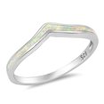 thumbnail image 1 of CHOOSE YOUR COLOR White Simulated Opal Thin Stackable Ring Sterling Silver Midi Band CZ Female Size 6, 1 of 4