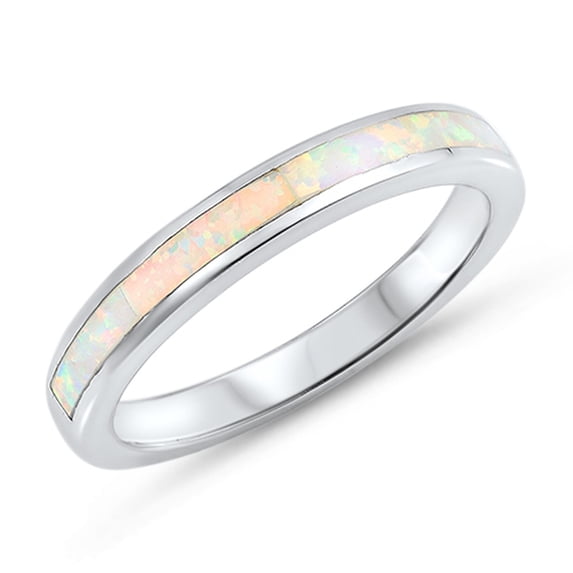CHOOSE YOUR COLOR White Simulated Opal Thumb Ring .925 Sterling Silver Wedding Band CZ Female Size 5