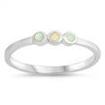 thumbnail image 1 of CHOOSE YOUR COLOR White Simulated Opal Trio Flat Set Midi Ring .925 Sterling Silver Band CZ Female Size 7, 1 of 4