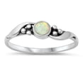 thumbnail image 1 of CHOOSE YOUR COLOR White Simulated Opal Twist Ring .925 Sterling Silver Band CZ Female Size 4, 1 of 4