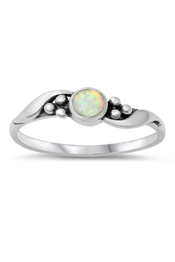 CHOOSE YOUR COLOR White Simulated Opal Twist Ring .925 Sterling Silver Band CZ Female Size 5
