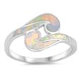 thumbnail image 1 of CHOOSE YOUR COLOR White Simulated Opal Twisted Swirl Wave Cocktail Ring Sterling Silver Band CZ Female Size 9, 1 of 4