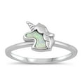 thumbnail image 1 of CHOOSE YOUR COLOR White Simulated Opal Unicorn Ring .925 Sterling Silver Band CZ Female Size 8, 1 of 4