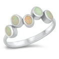 thumbnail image 1 of CHOOSE YOUR COLOR White Simulated Opal Wavy Oval Ring .925 Sterling Silver Band CZ Female Size 6, 1 of 4