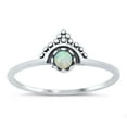 thumbnail image 1 of CHOOSE YOUR COLOR White Simulated Opal Wholesale Bali Ring .925 Sterling Silver Band CZ Female Size 8, 1 of 4