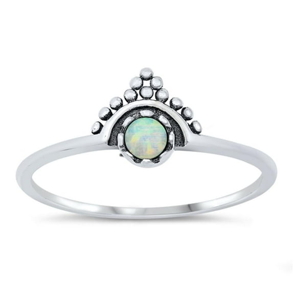 CHOOSE YOUR COLOR White Simulated Opal Wholesale Bali Ring .925 Sterling Silver Band CZ Female Size 8