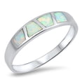 thumbnail image 1 of CHOOSE YOUR COLOR White Simulated Opal Wholesale Geometric Ring .925 Sterling Silver Band CZ Female Size 9, 1 of 4