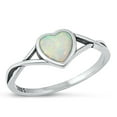 thumbnail image 1 of CHOOSE YOUR COLOR White Simulated Opal Wholesale Infinity Heart Ring 925 Sterling Silver Band CZ Female Size 5, 1 of 4