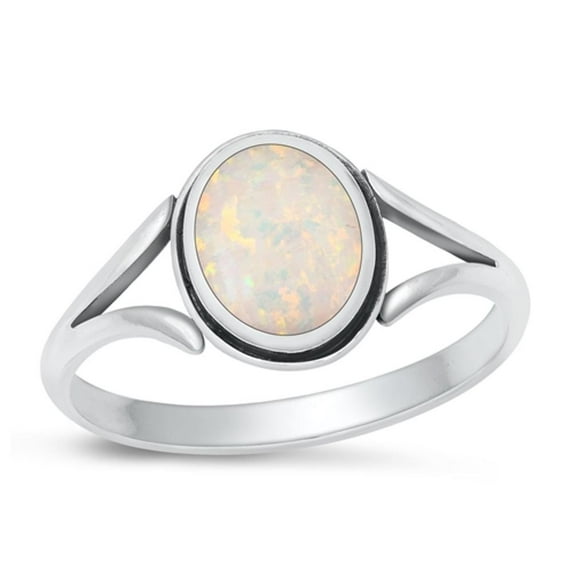 CHOOSE YOUR COLOR White Simulated Opal Wholesale Postmodern Ring 925 Sterling Silver Band CZ Female Size 7
