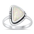 thumbnail image 1 of CHOOSE YOUR COLOR White Simulated Opal Wholesale Postmodern Ring 925 Sterling Silver Band CZ Female Size 8, 1 of 4