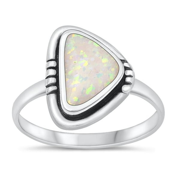 CHOOSE YOUR COLOR White Simulated Opal Wholesale Postmodern Ring 925 Sterling Silver Band CZ Female Size 8