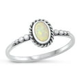 thumbnail image 1 of CHOOSE YOUR COLOR White Simulated Opal Wholesale Ring 925 Sterling Silver Bali Style Band CZ Female Size 7, 1 of 4